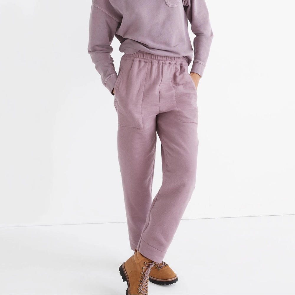 Madewell Petite Waffleback Pull-On High-Rise Tapered Pants Purple Size LP